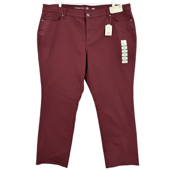 St. Johns Bay Women's Stretch Straight Leg Mid-Rise Burgundy Pants Plus 24W NWT - Picture 1 of 11